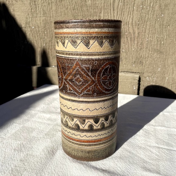 Italian Italica ARS for Peasant Village cylinder Vase mid century - Picture 3 of 9